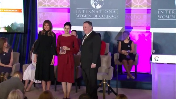 Armenian journalist Lucy Kocharyan receives the International Women of Courage 2020 Award
