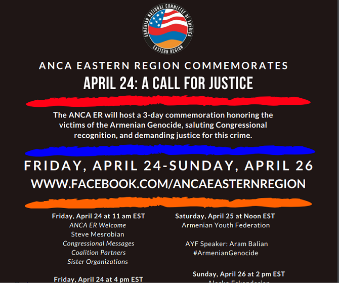ANCA Eastern Region commemorates April 24 with virtual event April 24 – April 26