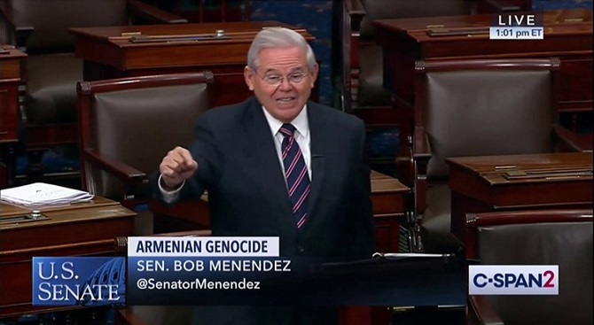 ‘U.S. policy must officially recognize the Armenian Genocide and reject efforts to deny the truth of this tragedy’: Senator Bob Menendez