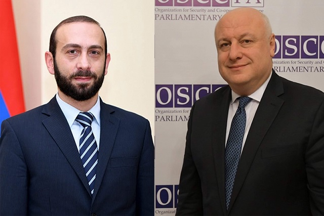 Ararat Mirzoyan has a telephone talk with OSCE PA President George Tsereteli
