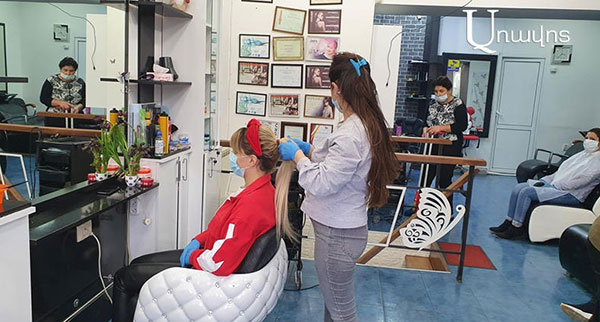 Life is returning to Gyumri: Lots of people at cafes and beauty salons are working carefully