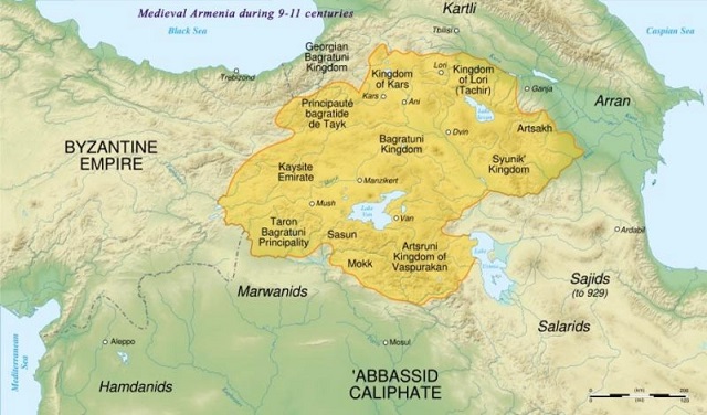 Map of the Bagratuni Armenian kingdom with its capital of Ani