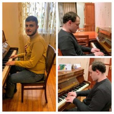 Vardan and Raphael perform their piano duet at a distance