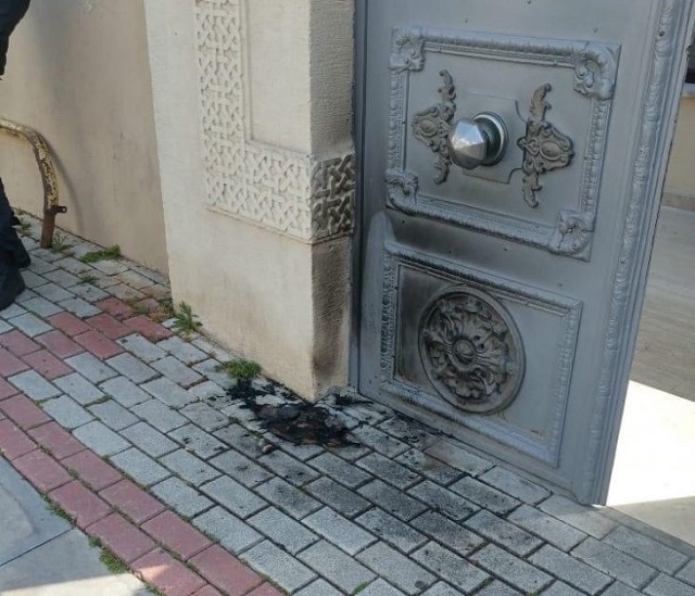 The door of the Bakirkoy Armenian church was wanted to be burned