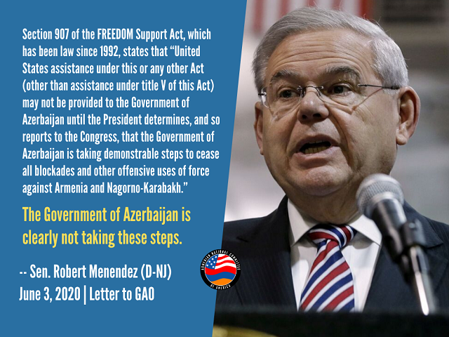 Senator Menendez requests GAO review of skyrocketing U.S. military aid to Azerbaijan