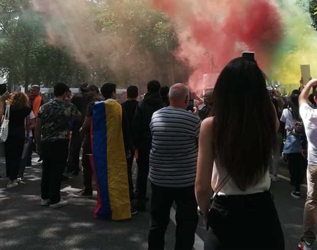 Clashes between Armenians protesting Azerbaijani attacks on Tavush and Azerbaijanis took place in Moldova, Belgium, Russia