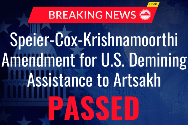 Armenian Assembly welcomes passage of Speier-Cox-Krishnamoorthi amendment in support of demining in Nagorno Karabakh