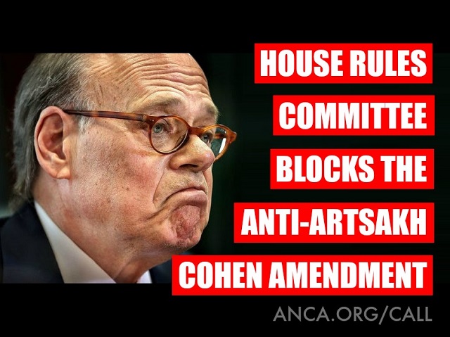  Congressional Azerbaijan Caucus and Turkey Caucus Co-Chair Steve Cohen's (D-TN) amendment to cut U.S. aid to Artsakh was ruled out of order by the U.S. House Rules Committee