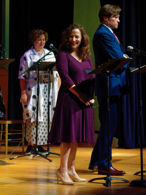 Brent Barrett as the artist Arshile Gorky with soprano Karen Lubeck and actor Adela Marial Bolet portraying mid-century modern American life (photo Hank Gans)