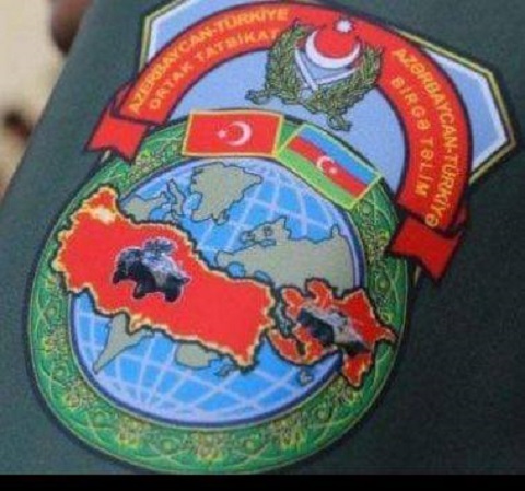 The badge of Turkish-Azerbaijani troops during the military drills in May 2019