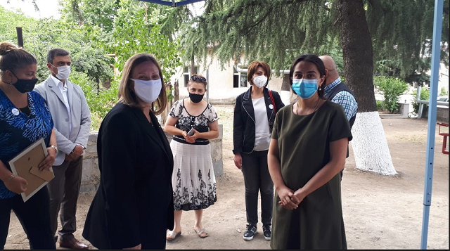U.S. Ambassador to Armenia, Lynne M. Tracy, helped deliver equipment and furniture to the Tavush region as part of a project to strengthen the field of social work in Armenia