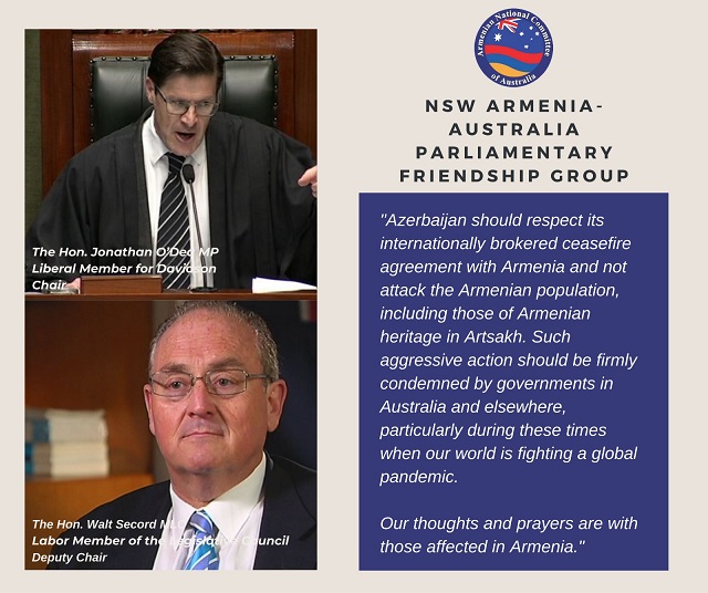 New South Wales Armenia-Australia Parliamentary Friends call on Azerbaijan to comply with ceasefire agreement