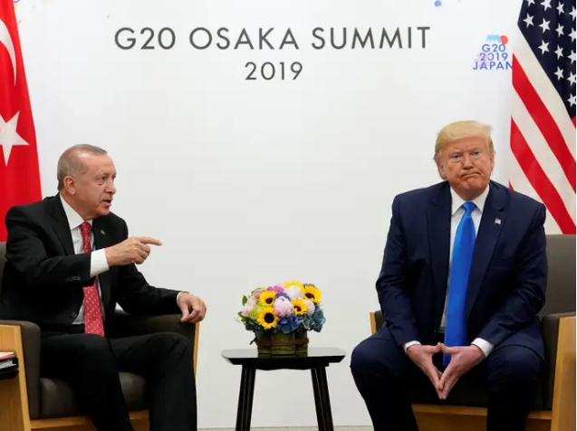 Trump with Erdogan. Kevin Lamarque/Reuters