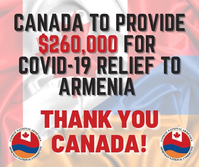 Canada to provide $260,000 in Covid-19 relief to Armenia