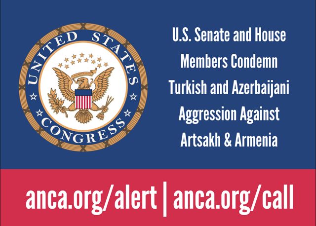 Senate and House members condemn Azerbaijani and Turkish attack on Artsakh and Armenia. Over 100,000 letters sent by ANCA supporters to secure decisive U.S. condemnation of Aliyev and Erdogan led attacks on Artsakh civilians.