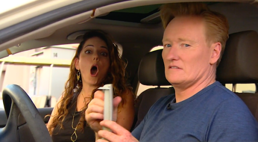 In a skit Conan O’Brien bought a “new” car for Sona Movsesian