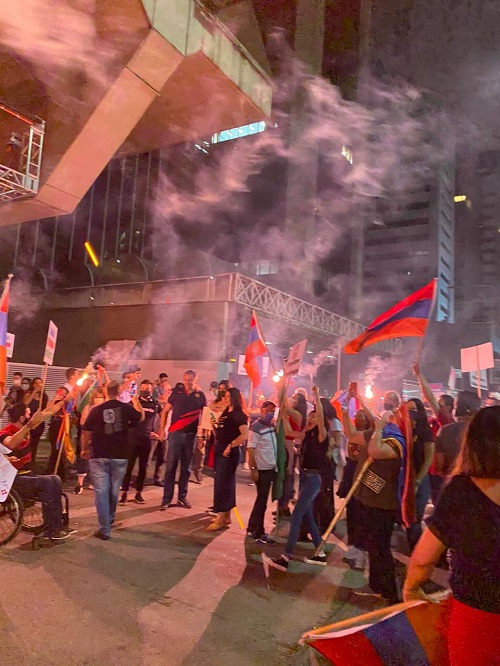 A demonstration was held in Sao Paulo in rejection of the attack by Azerbaijan and Turkey against Artsakh and Armenia