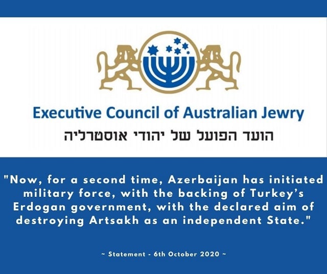 Peak representative body of Australian Jewish community supports Artsakh independence, calls out Azerbaijan and Turkey
