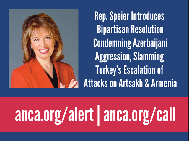 Rep. Speier introduces bipartisan resolution condemning Azerbaijani aggression, slamming Turkey’s escalation of attacks on Artsakh and Armenia