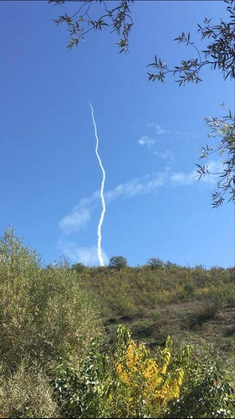 Rocket fire on the road to Artsakh (Photo: Maro Matosian)