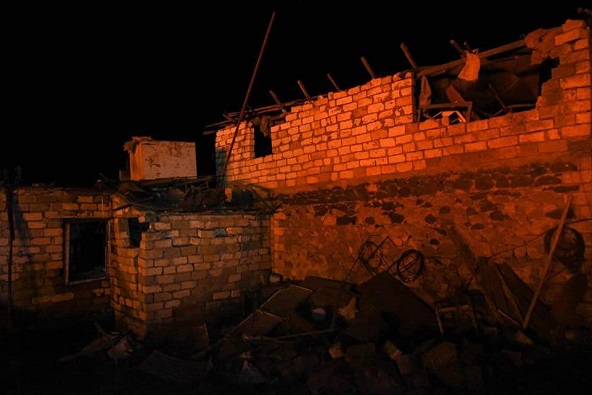 One house was completely destroyed in Stepanakert