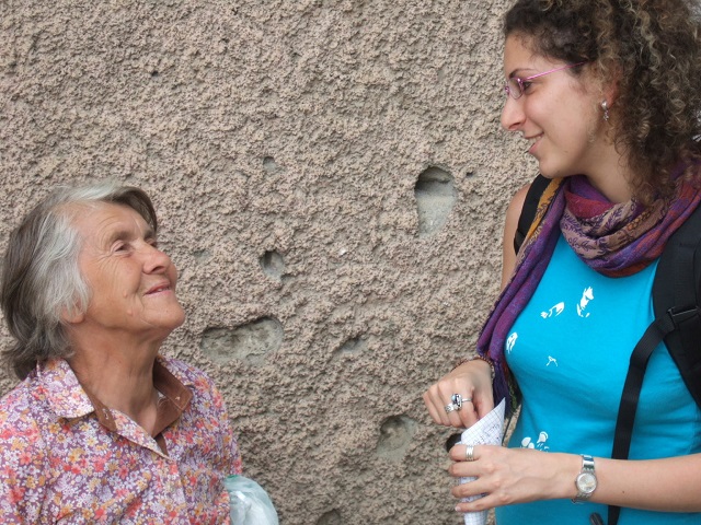 The author pictured with a resident of Artsakh during her travels