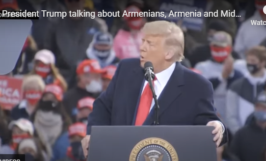 President Trump mentions Armenians in New Hampshire rally, tweets ceasefire congrats same day, Oct. 25