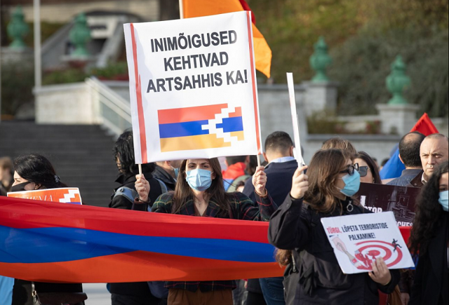 Estonian Armenians rally for peace in Nagorno Karabakh