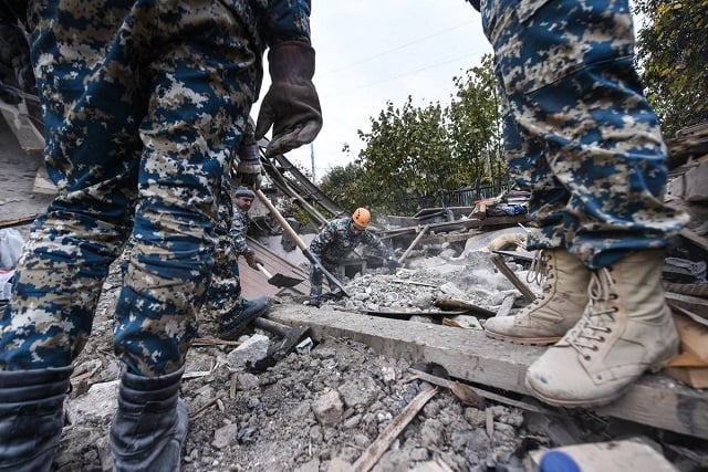 A rocket has landed on a house in Stepanakert