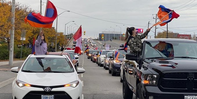 Car rally in Armenian Community Centre of Toronto