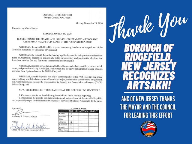 Borough of Ridgefield, New Jersey, recognizes Artsakh
