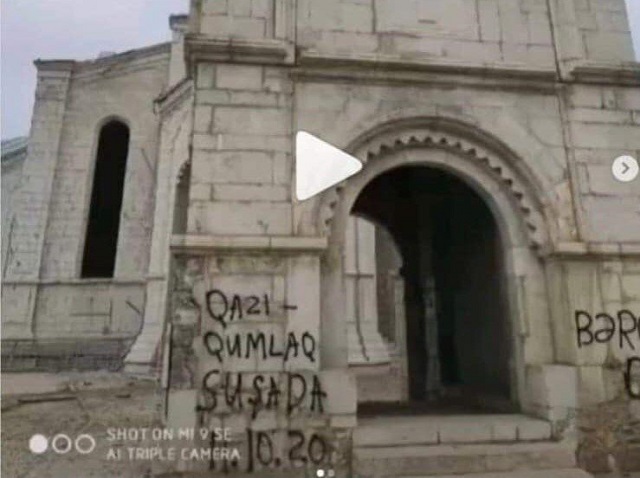Armenian Ghazanchetsots Church in Shushi vandalized