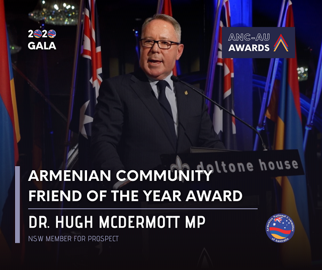 Hugh McDermott MP awarded Friend of the Year by Armenian-Australian Community