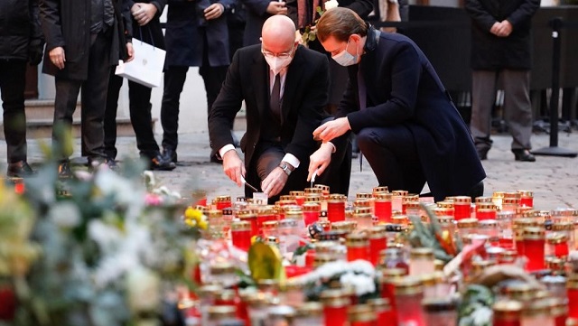 ‘A terrorist act is one that aims to destroy lives, to undermine our societies – but also one that aims to subvert the fundamental values that underpin the European project’: President Charles Michel