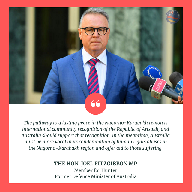 Former Defence Minister Joel Fitzgibbon calls for Australian and international recognition of the Republic of Artsakh