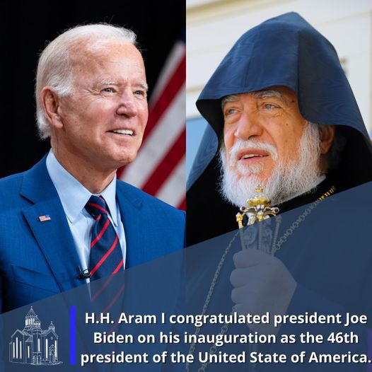 His Holiness Aram I congratulated president Joe Biden