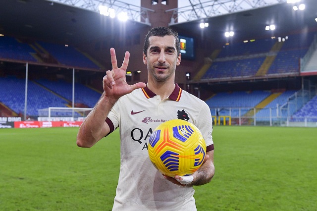 Mkhitaryan’s hat-trick against Genoa voted the best display of 2020