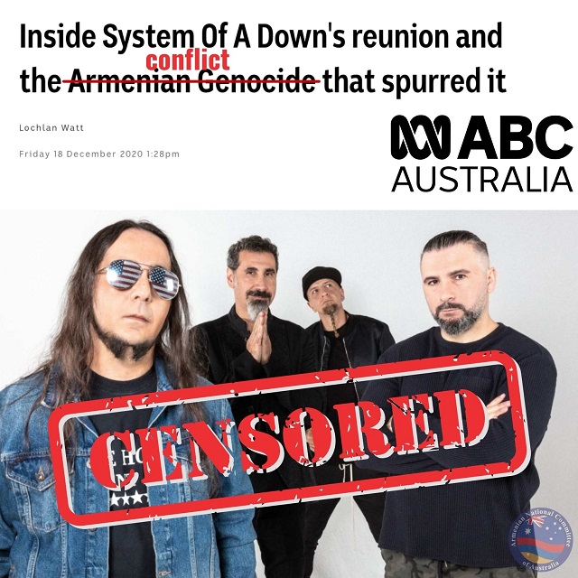 Public outcry forces ABC Australia to republish Serj Tankian article, edited to appease foreign pressure