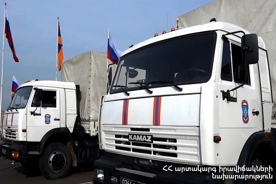 Ministry of Emergency Situations of Russian Federation sent 6 trucks of humanitarian aid to Artsakh