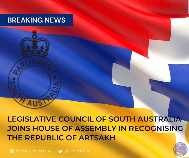 Legislative Council of South Australia joins House of Assembly in recognising the Republic of Artsakh