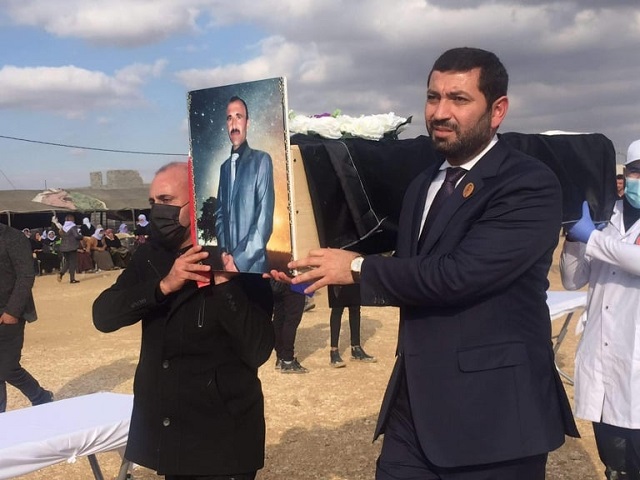 Rustam Bakoyan takes part in Funeral Ceremony of 104 Yazidi victims in Sinjar Genocide