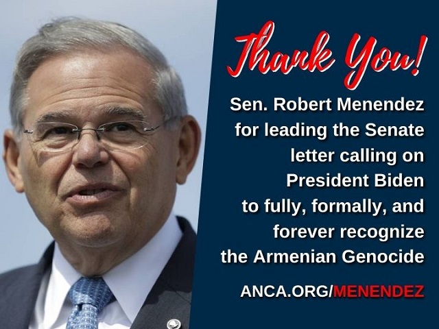 Chairman Menendez collecting Senate signatures on letter asking President Biden to Recognize Armenian Genocide