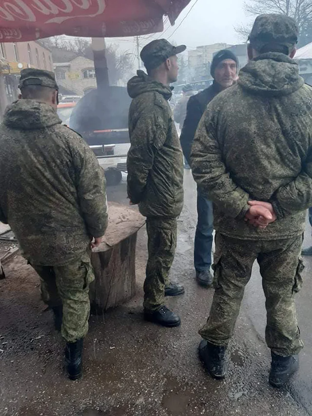 Photos were shared of Russian peacekeepers shopping in Ijevan