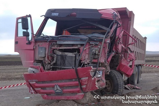 Two “HOWO” trucks collided on the 3rd km of Azatan-Arevik rodway