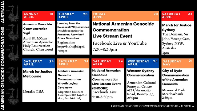 Armenian Genocide Commemoration Calendar 2021 – Australia
