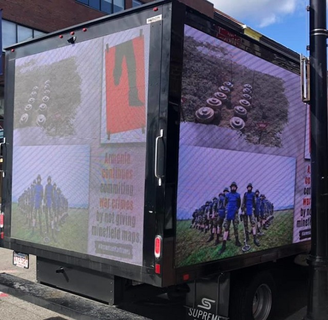 Azerbaijani propaganda truck appears in Cambridge, MA
