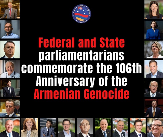 Over 20 political leaders contradict Prime Minister and call for Australian Recognition of the Armenian Genocide