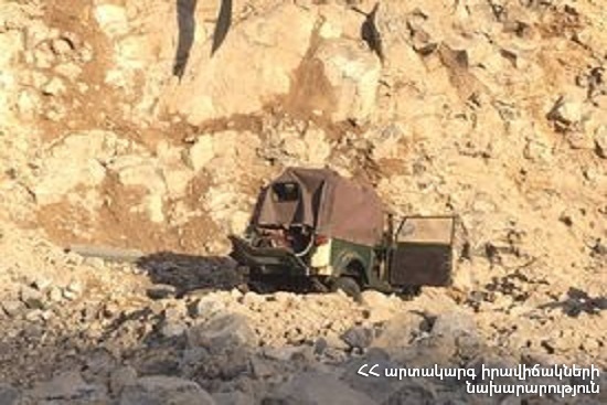 “GAZ-69” car ran off the roadway and fell into the construction area adjacent to Teryan street
