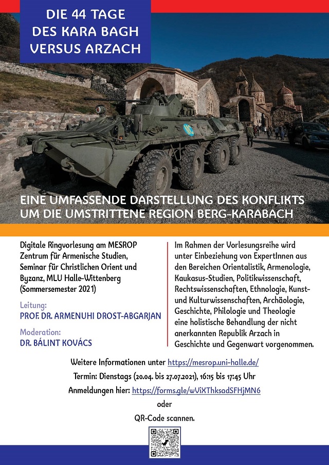 A series of comprehensive lectures to be held on the theme of 44-day Artsakh war at the Center for Armenology at the University of Halle, Germany