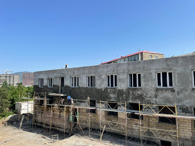 A new apartment building is being built in Stepanakert